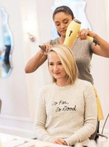 Ashley Fultz and a hair dresser