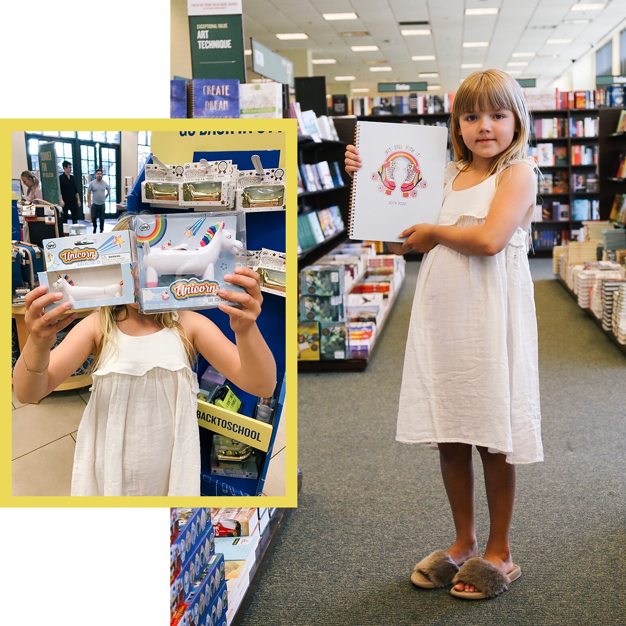 A girl showing a notebook