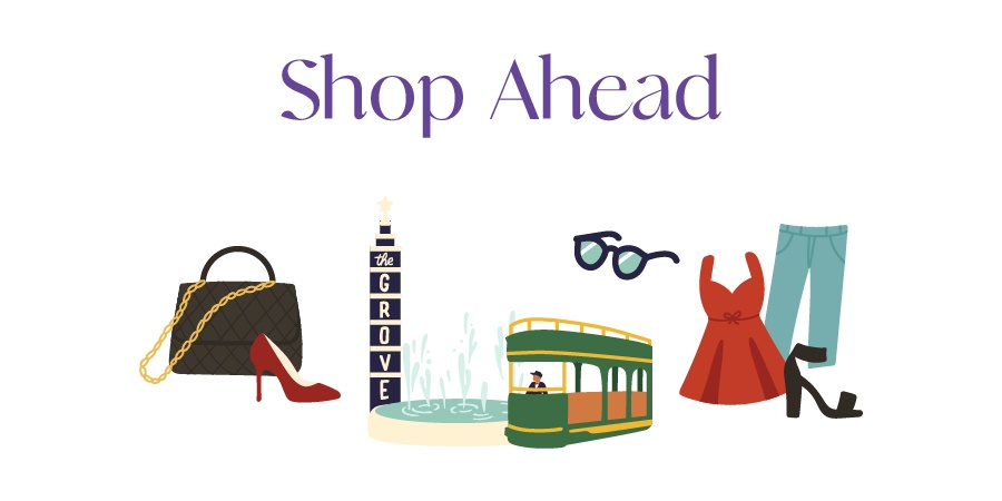 Shop ahead, a picture with a dress, glasses and shoes