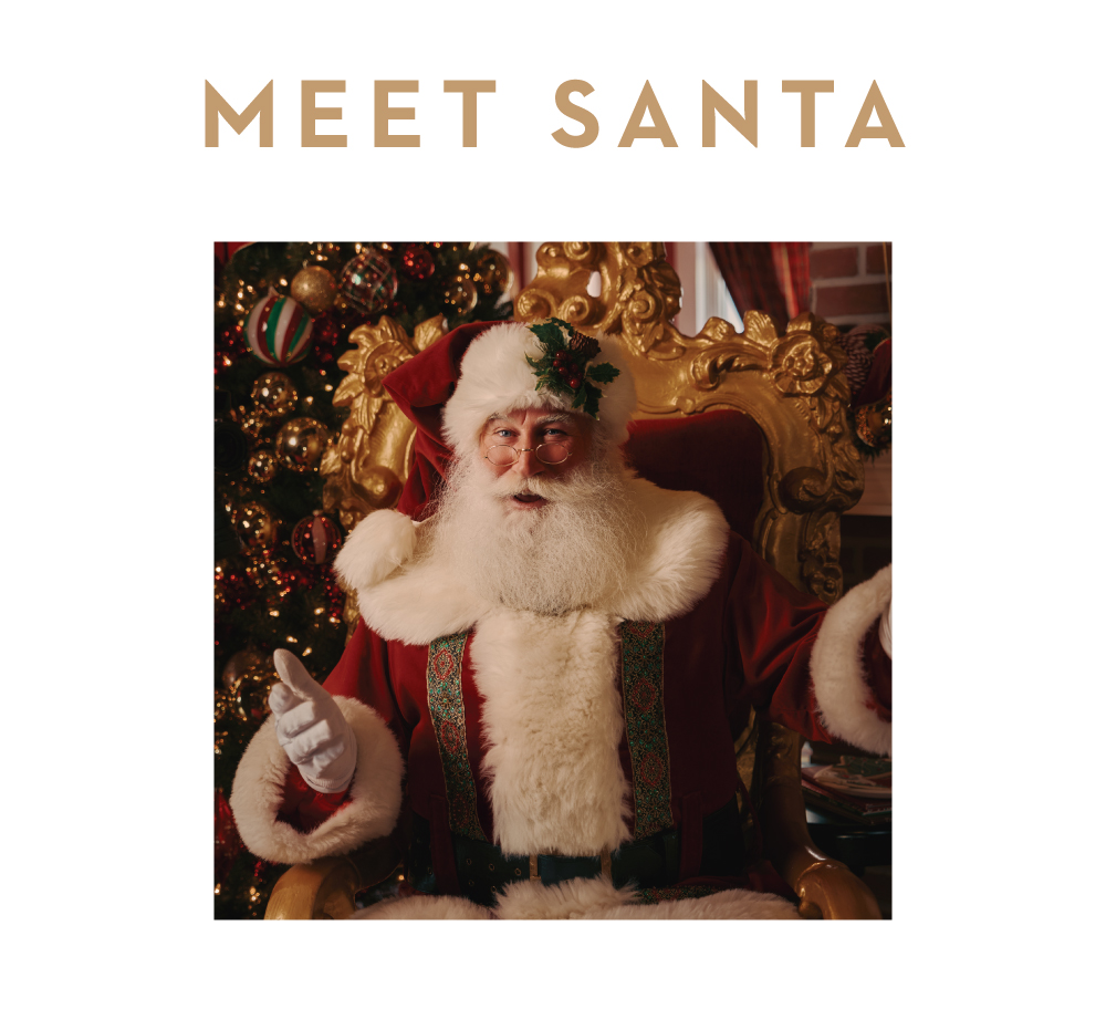"Meet Santa" text with a photo of Santa