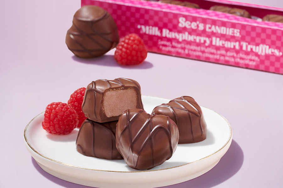 Raspberry Heart Truffles at See’s Candies